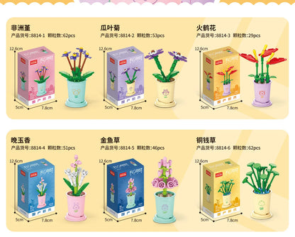 Adults Mini Flower Bouquet Particles Building Blocks for Children Girls 6 to 14 Years Old Assembly Bricks Constructor Set Gifts
