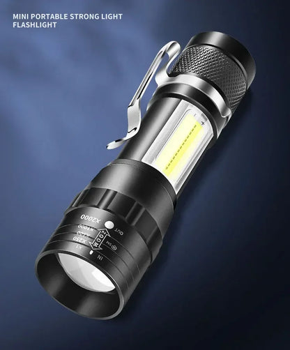 Powerful Mini LED Flashlight Pen Clip Zoom Torch Built in Battery USB Rechargeable Lantern with Side Light Outdoor Camping Lamp