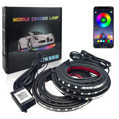 Car Colorful Modification Rainbow APP Flow Light Running Lantern RGB Car Bottom Music Rhythm Decorative Light
