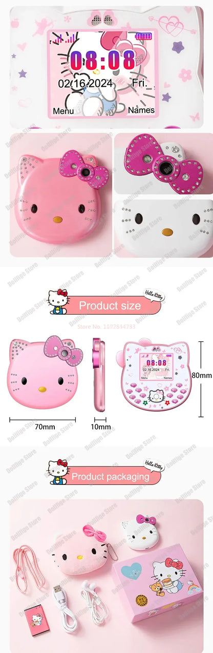 Original Sanrio Hello Kitty Cute Mini Phone Cartoon Kids Taiml Kawaii Phone Birthday Festival Fashion Children Girls Gifts Toys