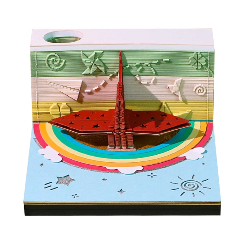 Omoshiroi Block 3D Memo Pad Santorini Magic Calendar Desk Decoration Tear Off Notepad Bookmark Souvenir Gift Girlfriend Birthday