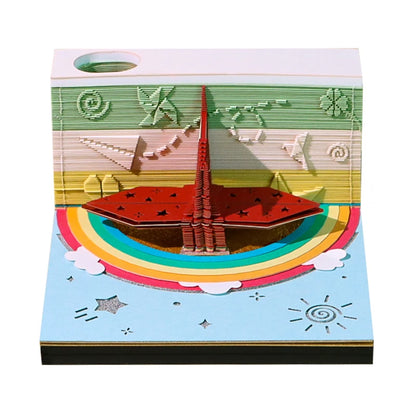 Omoshiroi Block 3D Memo Pad Santorini Magic Calendar Desk Decoration Tear Off Notepad Bookmark Souvenir Gift Girlfriend Birthday