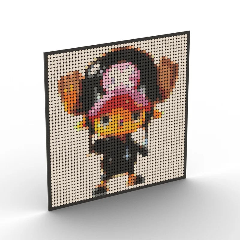 One Piece Anime Figures Luffy Brook Nami Robin Sanji Franky Blocks Brick Pixel Art Decoration Toys Kids Christmas Birthday Gifts
