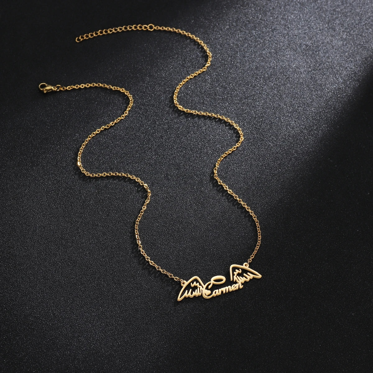 Atoztide New Personalized Custom Name Wing Necklaces Letters Stainless Butterfly Pendant Chain for Women Christmas Jewelry Gift