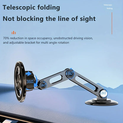 Aluminum alloy magnetic car phone holder, universal 360 ° rotatable shock-absorbing telescopic folding phone holder Accessories