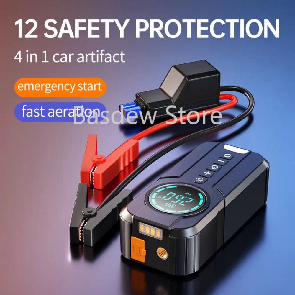 Car emergency starting power supply, inflation pump integrated power supply, multi-functional portable battery ignition