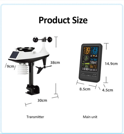 Smart WiFi Weather Station Digital Clock Wind Speed Direction Rainfall Light Index Air Quality Temperature Humidity Monitor