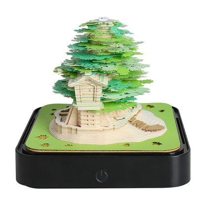 3D Calendar 2025 Memo Pad Omoshiroi Block Carousel Blue Notepad Artistic 3D Paper Art Sculpture Model Desk Ornaments Novel Gift