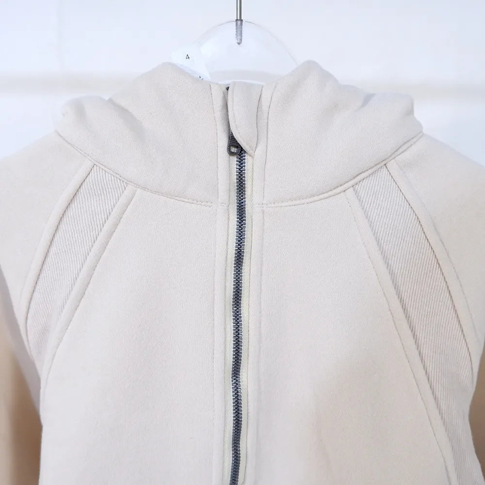 Oversized Scuba Half-Zip Hoodie Waist Length Jackets Sweatshirts Soft Thumbholes Leisure Yoga Coat for Winter