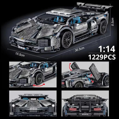 1280 pièces 1:14 blocs de construction voiture MOC City Speed ​​véhicule de course automobile de luxe avec super coureurs briques jouets pour enfants cadeau.