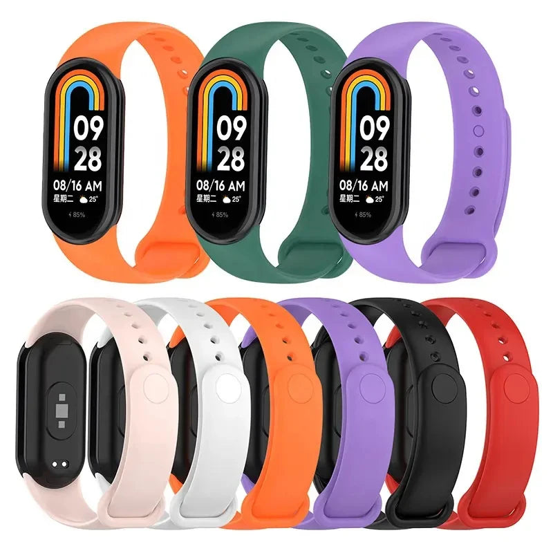 Silicone Strap For Xiaomi Smart Band 8 NFC Solid Bracelet Replacement Wristband Mi band 8 Waterproof Sport Watchband Accessories