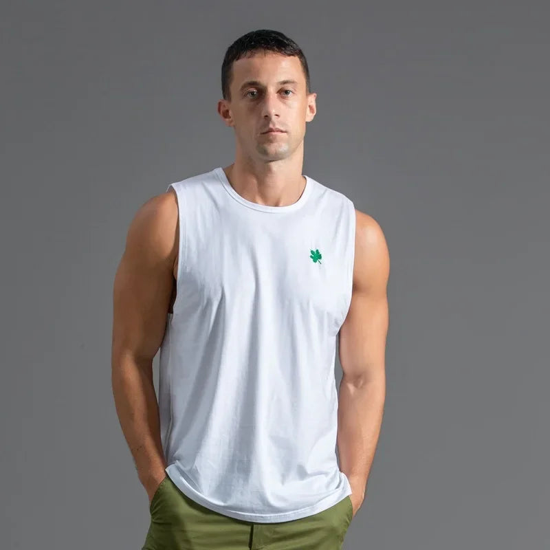 Plus Size Men's Sport Fitness Vest Cotton Trendy Sleeveless T-Shirt Shoulder Vest Casual Top Clearance Special Price