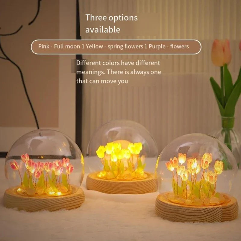 Tulip Night Light Tulip Flower Table Lamp DIY Simulation Tulip LED Night Light Handmade Bedside Light Christmas New Year Gift