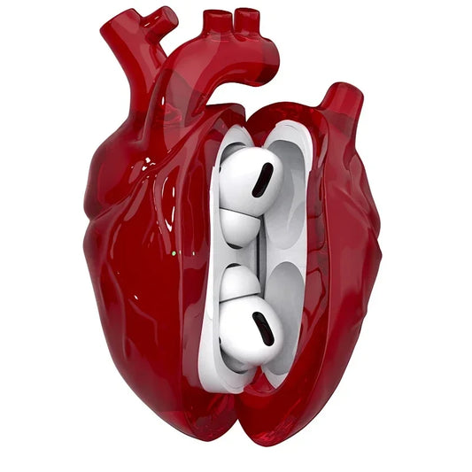 Airpods Earphone Case Original Design Transparent Red Heart Earphone Protective Cover Liquid Silicone Arpods 3 Protective Cover