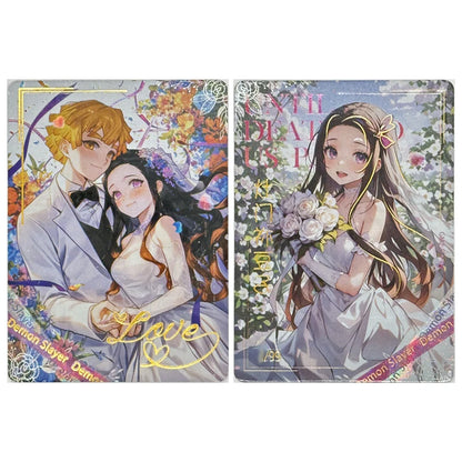 Anime Demon Slayer Kamado Tanjirou Kochou Shinobu Iguro Obanai Kanroji Mitsuri Rare Collectible Cards Birthday Gifts Kid Toys