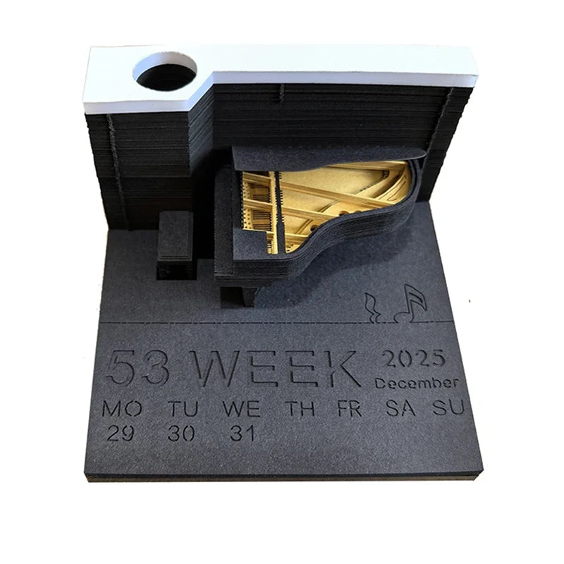3D Piano Table Calendar Memo Pad Creative Exquisite Handicrafts Souvenirs DIY Desk Decoration New Year Gift for Office School