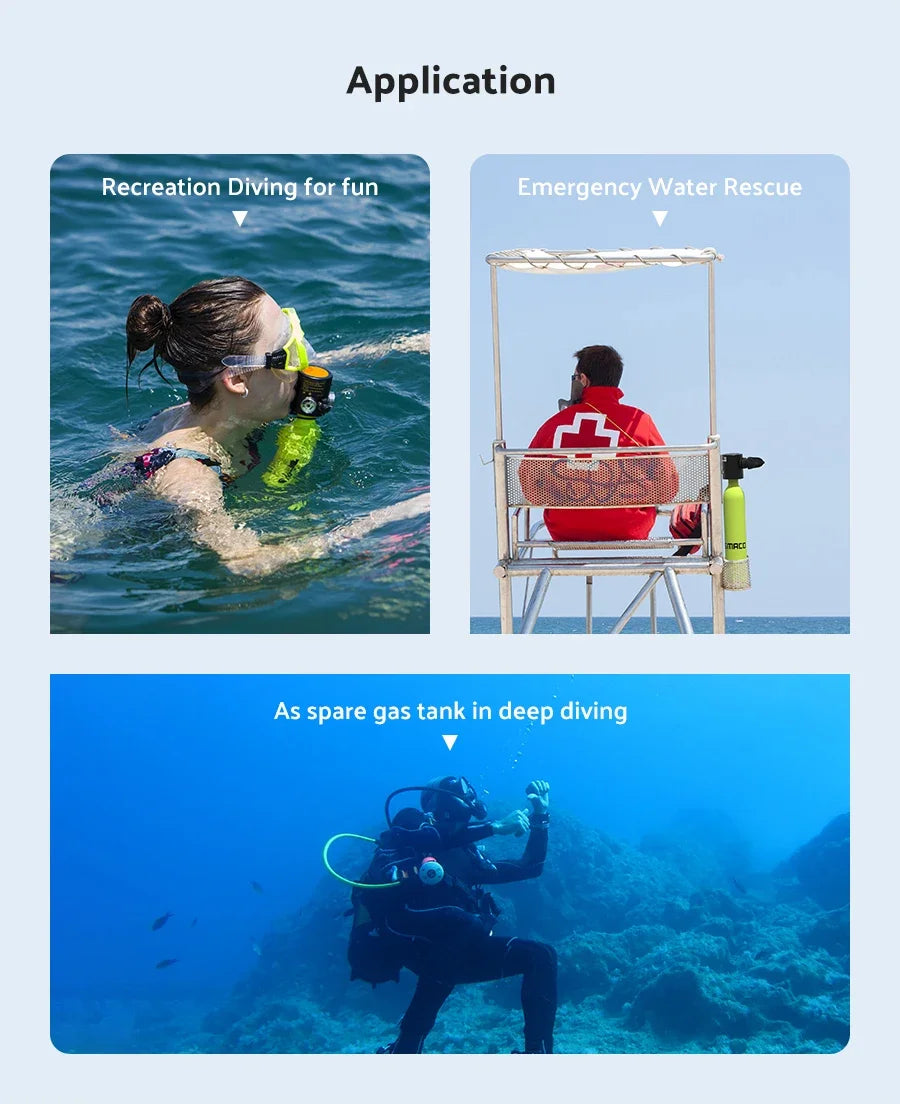 Trimix Lung Tank with Snorkeling Mask 0.5L Diving Equipment 0.5L mini diving scuba tank portable lung tank for diving