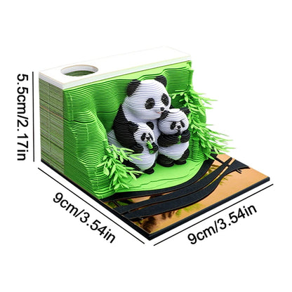 Calendario de escritorio Panda 2025 Calendario Bloc de notas Calendario de escritorio creativo Bloc de notas de bricolaje Calendario de arte 3D Tallado de papel Regalo Casa