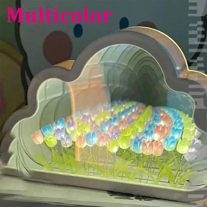DIY Tulip Flowers LED Night Light Colorful Cloud Shape 20/21LEDs Atmosphere Light USB/Battery Powered Home Christmas Party Decor