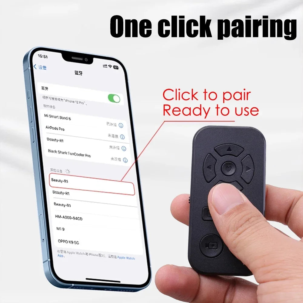 Rechargeable Bluetooth Remote Control Protable Self-Timer Camera Stick Shutter Button Wireless Controller for IPhone Samsung