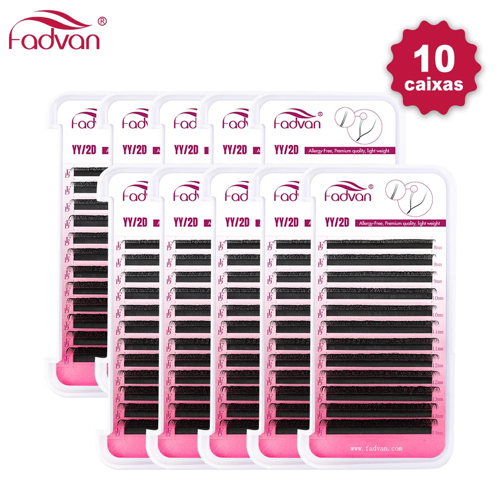 Vente en gros 10 pièces/lot extension de cils en forme de YY faux cils construction maille entourage croix YY/VV cils pointe fendue fournitures de maquillage