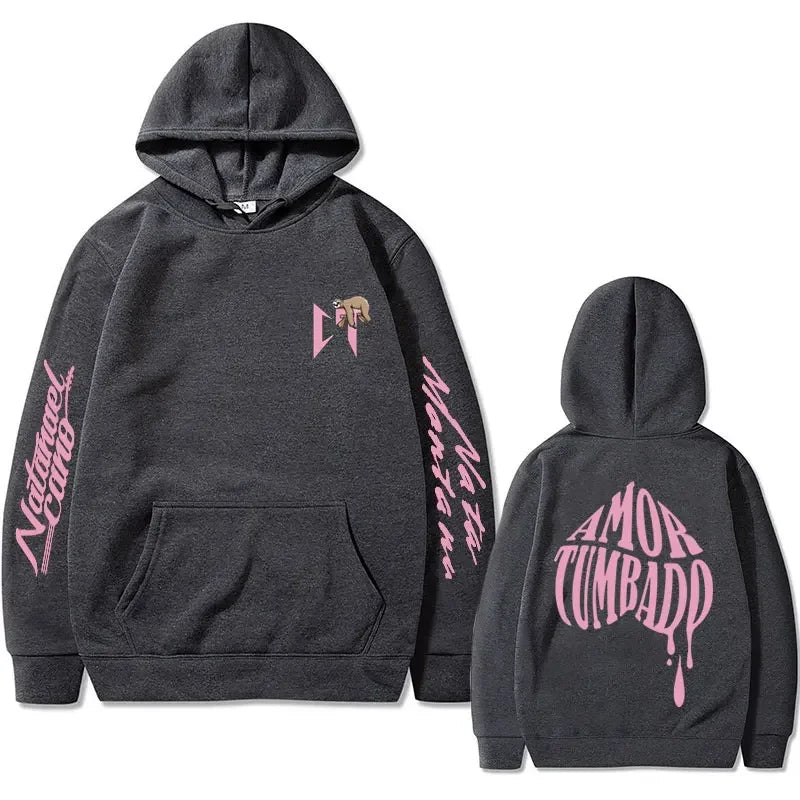 Singer Natanael Cano Amor Tumbado Pink CT Sloth Print Hoodie Men's Fashion Casual Sweatshirt Male Hip Hop Oversized Streetwear