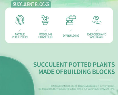 Simulation Succulents Flowers Bricks Plants Bonsai Cactus Aloe Vera DIY Assembled Toy Building Blocks Creative Kids Toys Gift