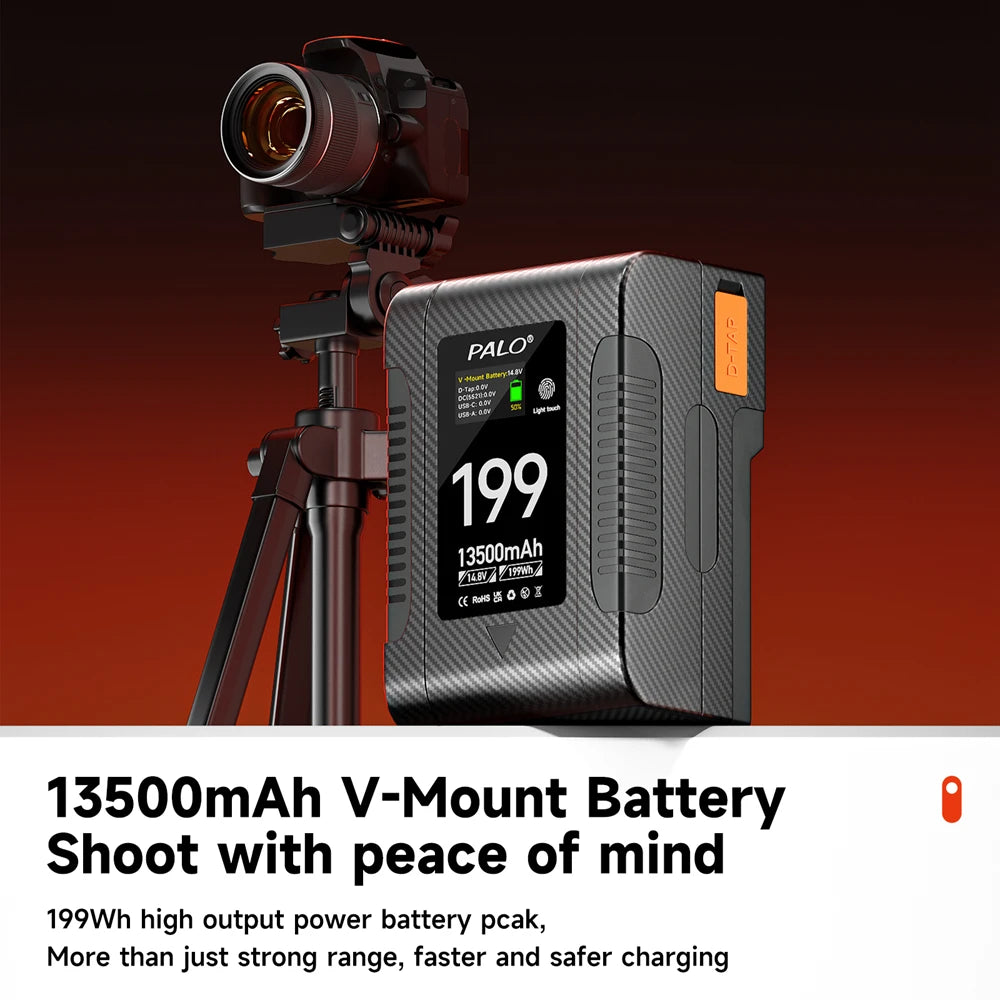 PALO BP-99 BP-199 V Mount Battery Power Bank 14.8V V Lock V Shape Li-ion Battery PD Fast Charging for cameras smartphones laptop