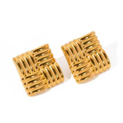 Uworld Vintage Stainless Steel Geometric Stud Earrings Waterproof Metal Statement Charm Fashion Retro Jewelry Bijoux Personalize