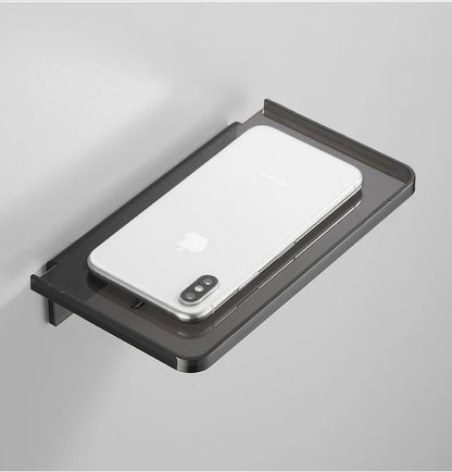 ABS Bathroom Shelf Storage Rack Black Shelves Wall Holder Shower Basket Phone Storage Bathroom Organization WB8011