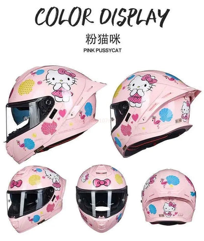 Sanrio Kuromi Cartoon Motorcycle Helmet Fashion Hello Kitty Scooter Helmet Cute High Quality Cute Helmet Four Seasons Gift