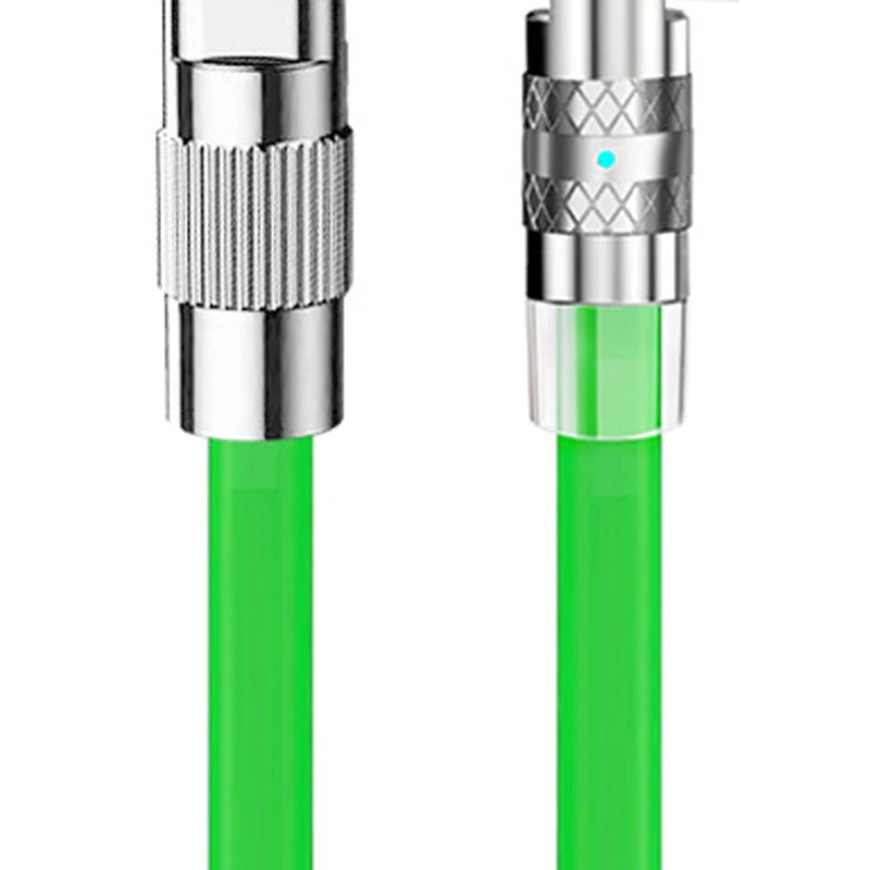 120W Usb Type C Fast Charge Cable 180 Degree Elbow Rotation Type C-Lightning Zinc Alloy Liquid Silicone Data Cable with Light