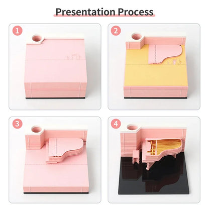 3D Piano Table Calendar Memo Pad Creative Exquisite Handicrafts Souvenirs DIY Desk Decoration New Year Gift for Office School