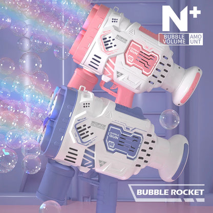 Pistolet à bulles automatique Machine à bulles de savon électrique LED N-Hole Bubble Maker Blower Bubble Guns Jouet Jeu de plein air Cadeau de fête de mariage