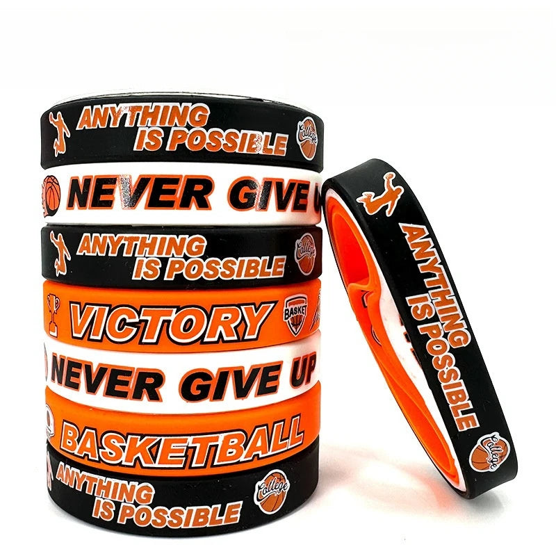 Basketball Motivational Silicone Wristband, Favor By Kids and Teenagers Basketball Party Basketball Bracelets Jewelry Sports Gif