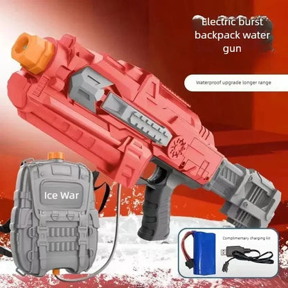 Automatic Large Capacity Water Gun with Bag Rechargeable Continuous Water Spray Electric Toy Outdoor Beach Pool Fight Water Toys