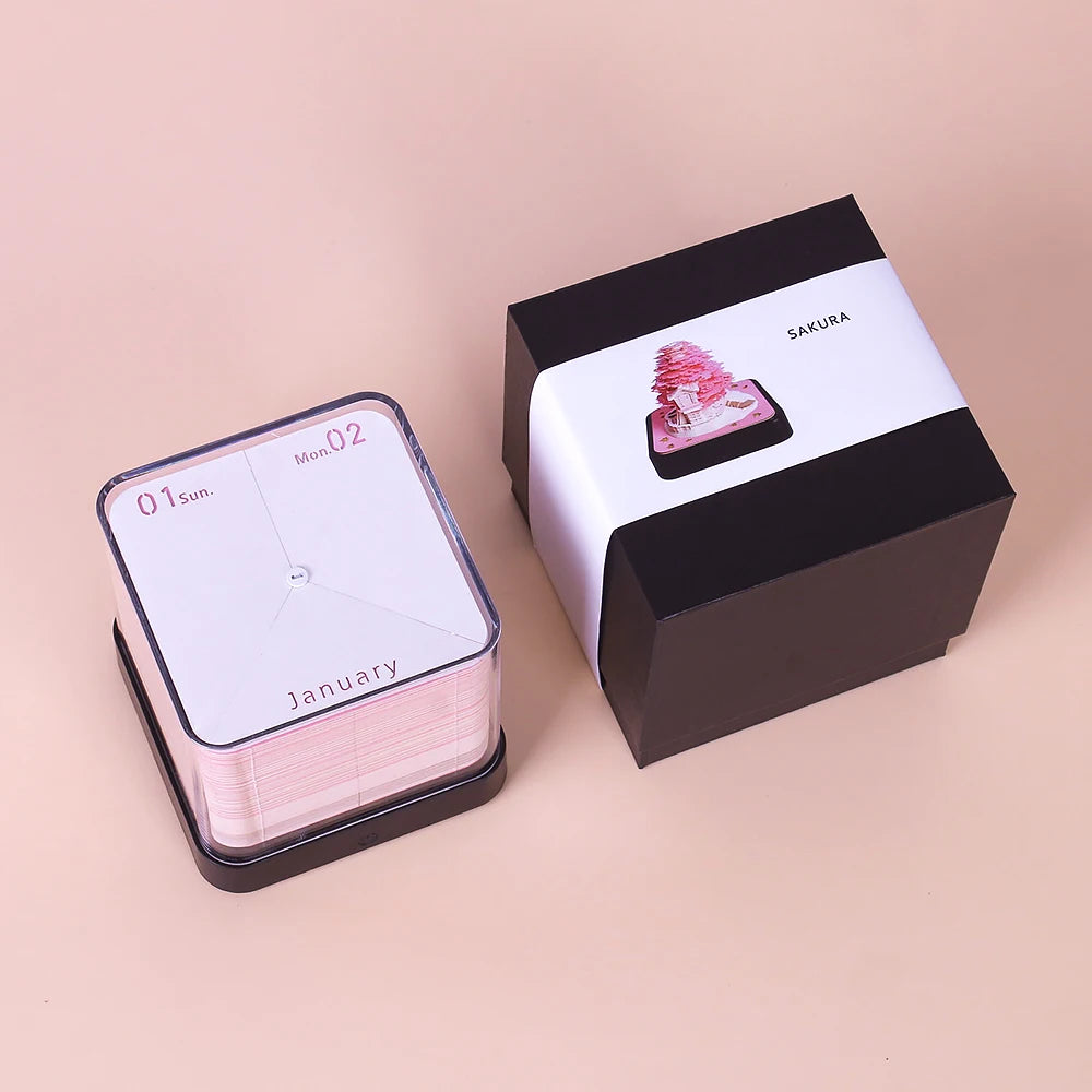 Omoshiroi Block 3D Notepad 3D Calendar 2024 Sakura Tree House 284Sheets Memo Pad Sticky Notes Paper Cute Notepads Christmas Gift
