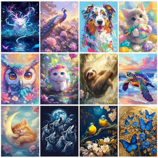 RUOPOTY-Paint By Adult Numbers Animal Color Abstract Crafts Supplies Adults Paintings On Number Picture Drawing Home Decoration