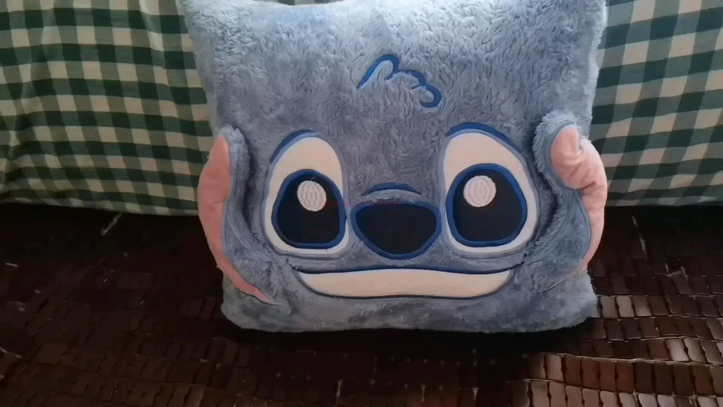 Stitch Disney Throw Pillow Blanket 2-in-1 Kawahiran Velvet Throw Pillow Thickened Nap Blanket Living Room Christmas Gift