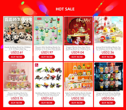 Adults Mini Flower Bouquet Particles Building Blocks for Children Girls 6 to 14 Years Old Assembly Bricks Constructor Set Gifts