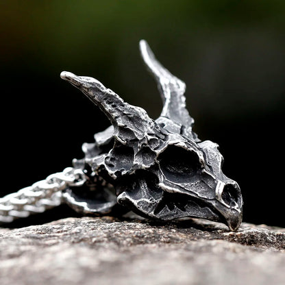 2022 New Design Charms Viking Dragon Skull Pendant Necklace Men's Fashion Biker Rock Punk Jewelry Antique Retro Chain Gift