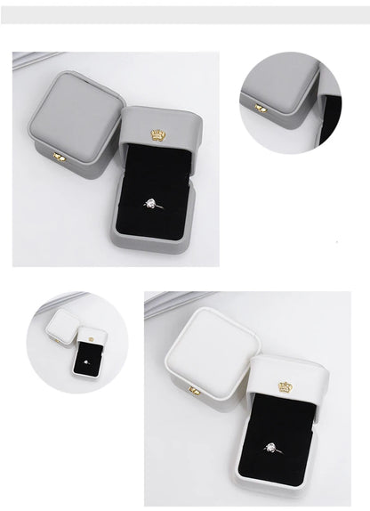 Organizador de regalo con hebilla en forma de corona, 10 unidades, pequeño, portátil, cuadrado, caja de almacenamiento, tela de PU, para joyas, pulseras y collares, venta al por mayor