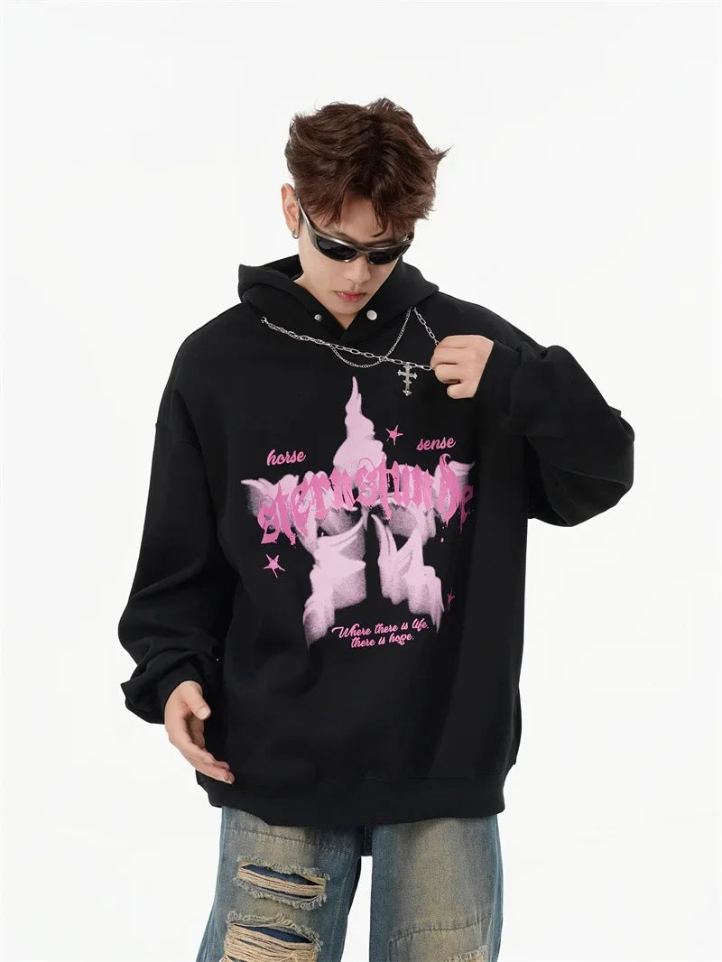 Vintage American Style Streetwear Hooded Loose-Fit Sweatshirt Jacket For Men And Women Versatile Casual Hoodies