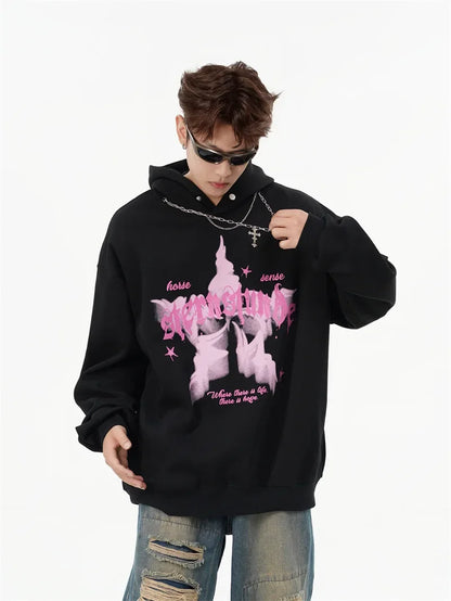Vintage American Style Streetwear Hooded Loose-Fit Sweatshirt Jacket For Men And Women Versatile Casual Hoodies