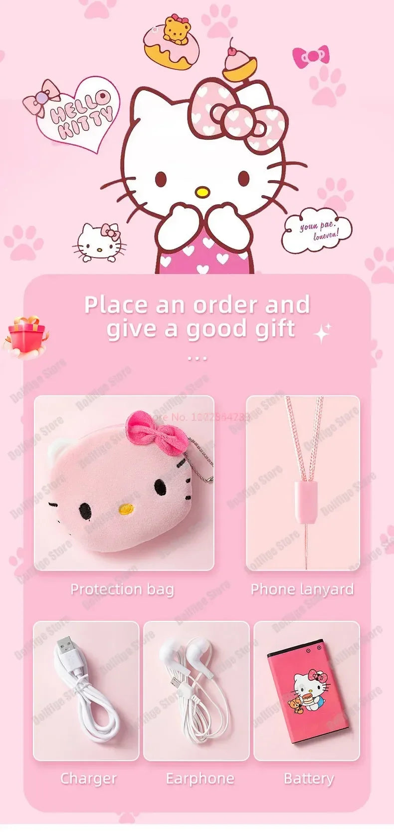 Original Sanrio Hello Kitty Cute Mini Phone Cartoon Kids Taiml Kawaii Phone Birthday Festival Fashion Children Girls Gifts Toys