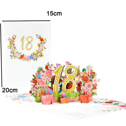 Tarjeta de aniversario emergente con números 1, 10, 28, 21 y 30 en 3D para cumpleaños, bodas