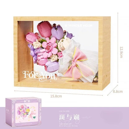 Blocs de construction Wekki Bouquet de fleurs éternelles Cadre photo Puzzle à monter soi-même Jouet créatif Cadeau d'anniversaire Collection Ornement