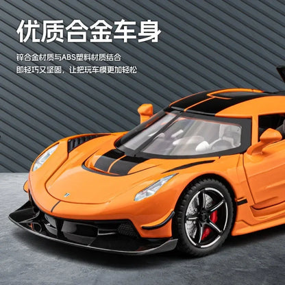 1:22 Jesko coche deportivo simulación de fundición a presión modelo de aleación de metal coche sonido luz pull back colección niños juguete regalos C359