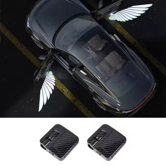 2Pcs HD Car Angel Wings Lights LED lights Automatic Sensing Wireless Car Door Lights Welcome Courtesy Shadow Projector Lamp