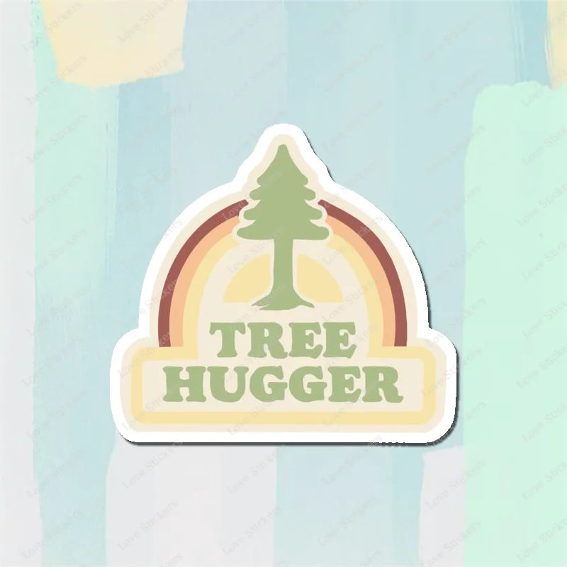 Retro Tree Hugger 5PCS Stickers for Living Room Bumper Anime Cute Kid Car Art Print Window Home Decor